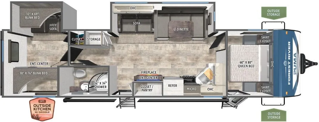 Forest River Puma 31QBBH floor plan