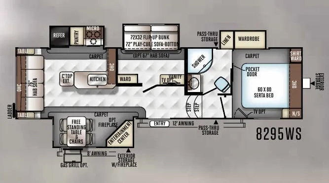 Forest River Rockwood Signature Ultra Lite 8295WS floor plan