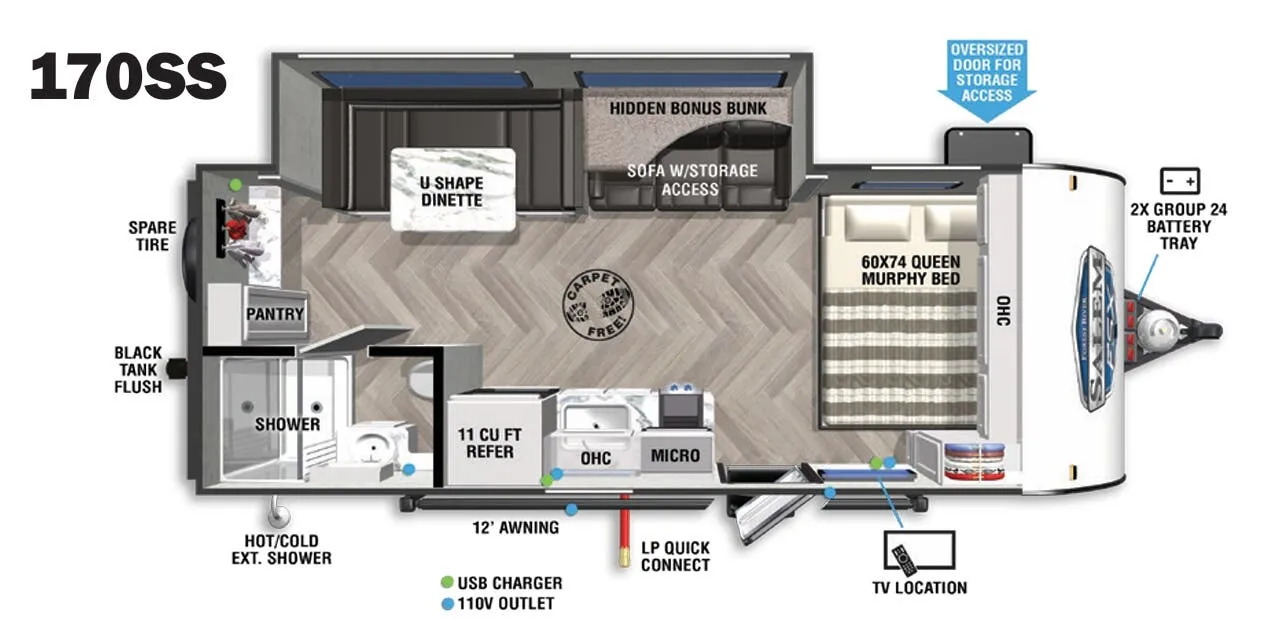 Forest River Salem FSX 170SS floor plan