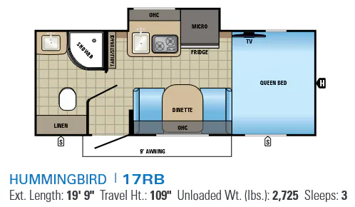 Jayco Hummingbird 17RB floor plan