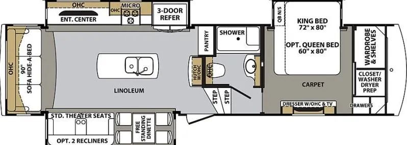 Forest River Cardinal Luxury 3350RLX floor plan