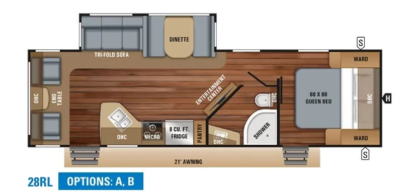 Jayco White Hawk 28RL floor plan