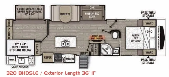 Coachmen Freedom Express Maple Leaf Edition 320 BHDSLE floor plan