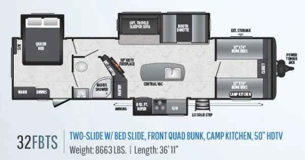 Keystone Hideout 32FBTS floor plan