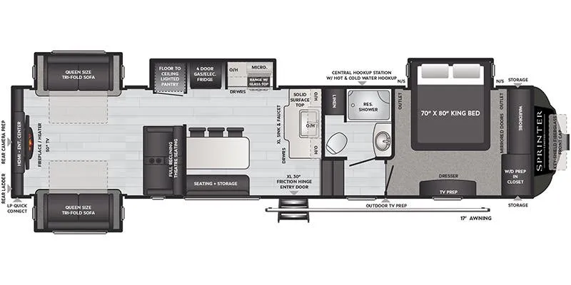 Keystone Sprinter Limited 3530DEN floor plan
