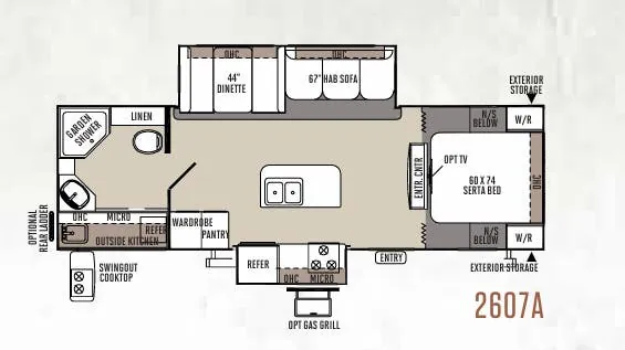 Forest River Rockwood Ultra Lite 2607A floor plan