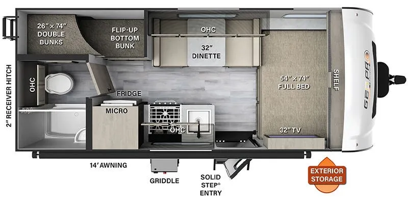 2023 Forest River Rockwood Geo Pro G19BH floor plan