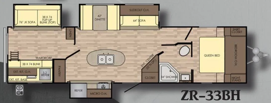 2017 CrossRoads ZINGER 33BH 33BH - Floor plan