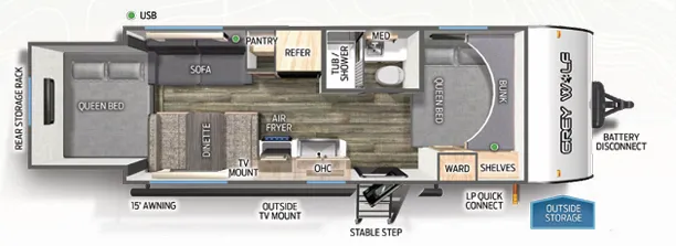 Forest River Cherokee Grey Wolf 19SM floor plan
