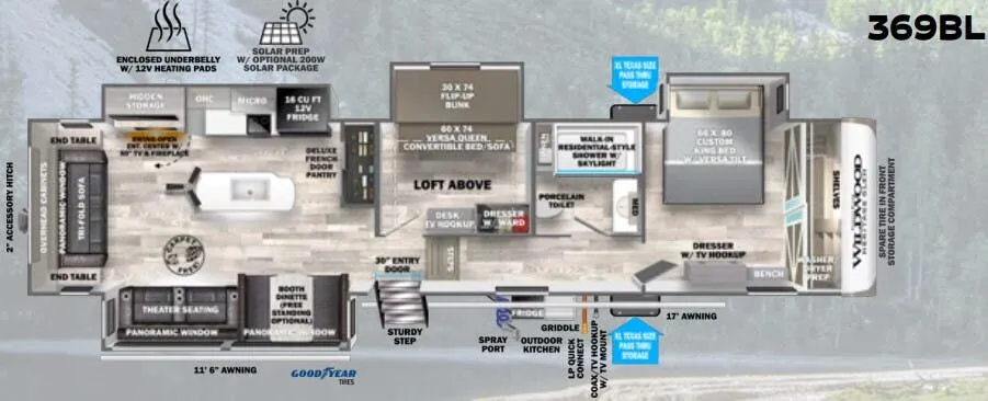 Forest River Wildwood Heritage Glen 369BL floor plan