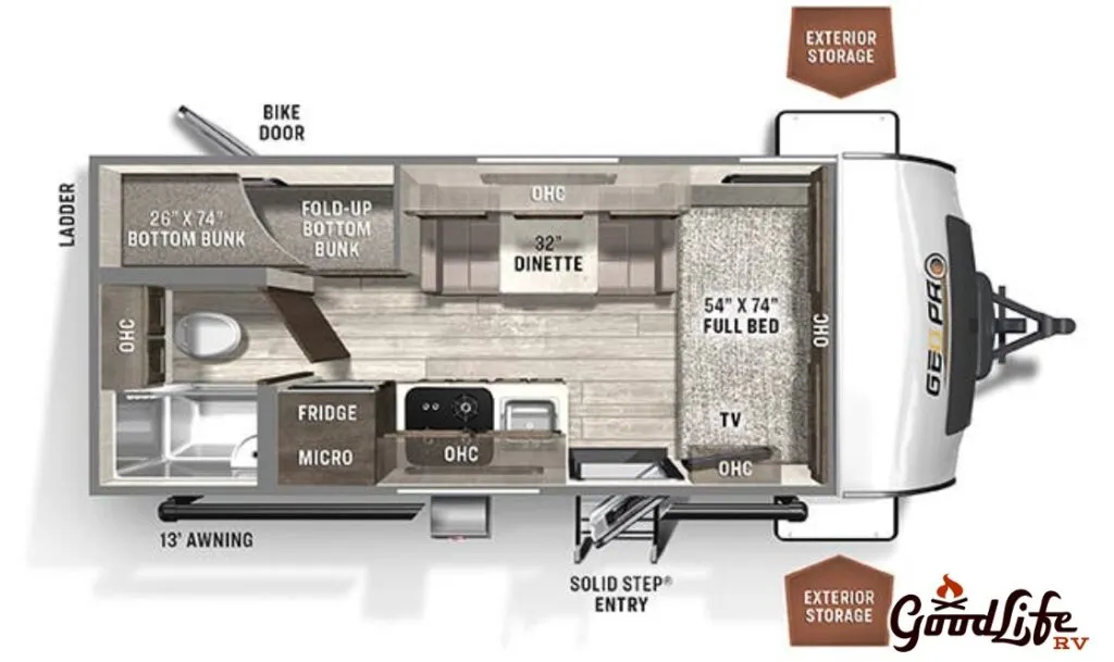 2022 Forest River Rockwood Geo-Pro 19BH - Floor plan