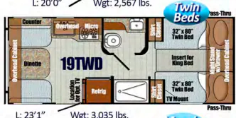 Gulf Stream Vista Cruiser 19TWD floor plan