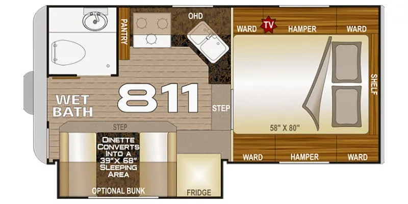 2023 Northwood Arctic Fox Camper 811 floor plan