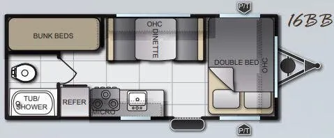 Pacific Coachworks Surf Side Mini 16BB floor plan
