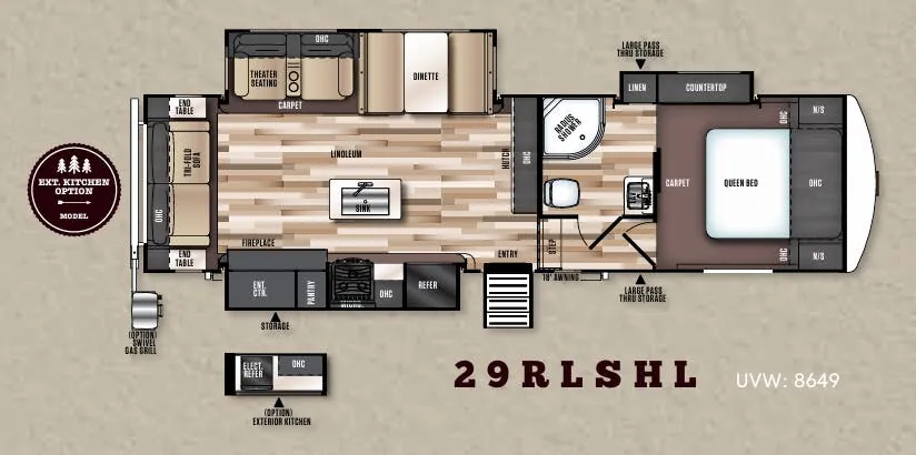 Forest River Wildwood Heritage Glen Hyper-Lyte 29RLSHL floor plan