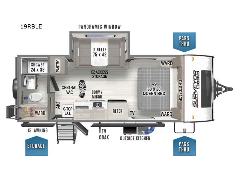 2023 Forest River Surveyor Legend 19RBLE floor plan