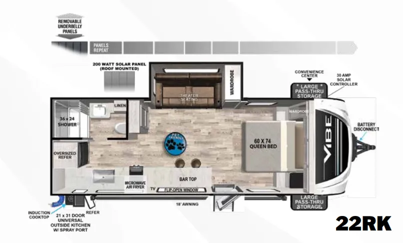 Forest River Vibe 22RK floor plan