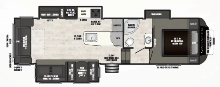 2019 Keystone Sprinter Campfire 29FWRL floor plan