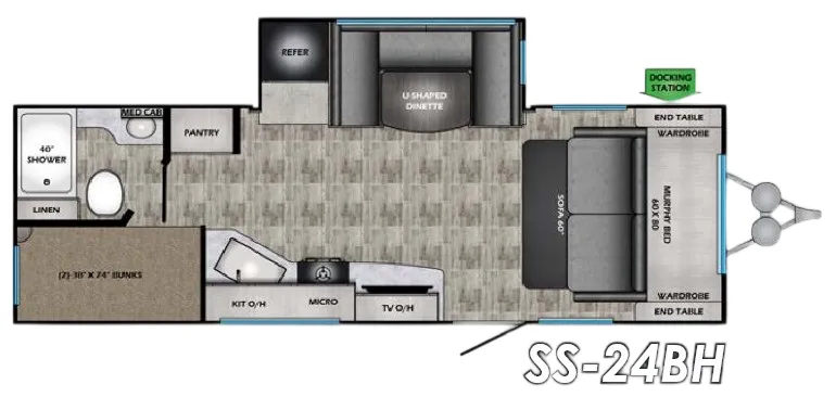 CrossRoads Sunset Trail Trail Series 7.5 75 SS 24BH floor plan