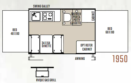 Forest River Rockwood Freedom 1950 floor plan