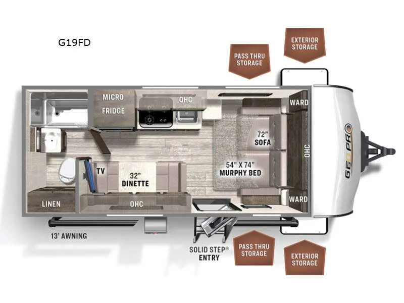 2022 Forest River Rockwood Geo Pro G19FD floor plan