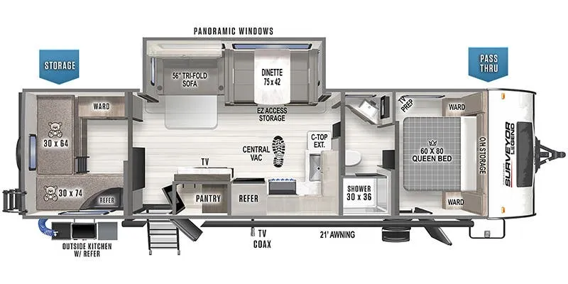 2023 Forest River RV Surveyor 296QBLE - Floor plan
