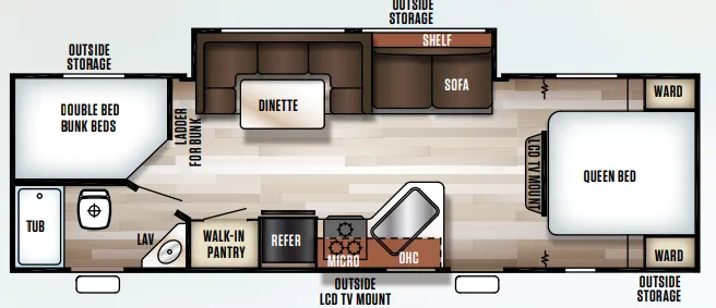 Forest River Cherokee Grey Wolf 26DBH floor plan