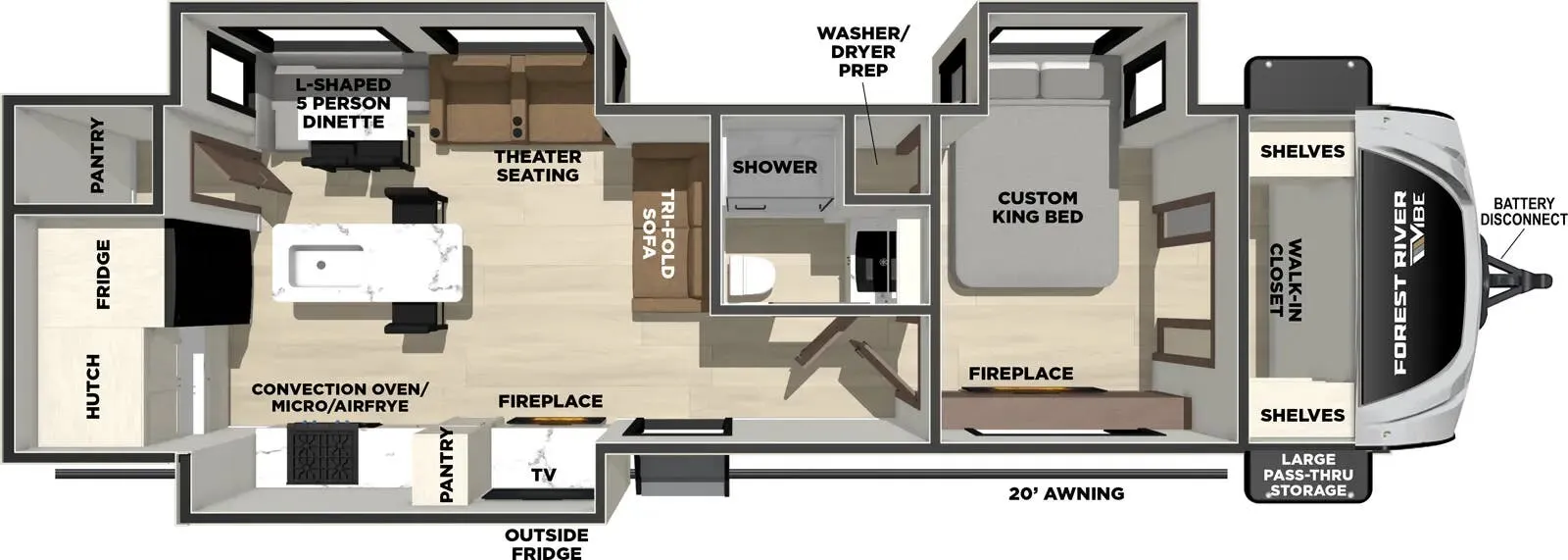 Forest River Vibe 3400XL floor plan
