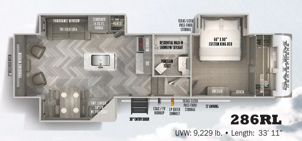 2022 Forest River Salem Hemisphere 286RL - Floor plan