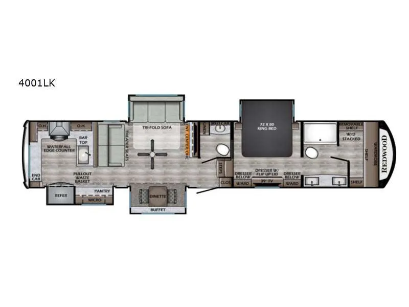 2021 Crossroads RV Redwood 4001LK floor plan