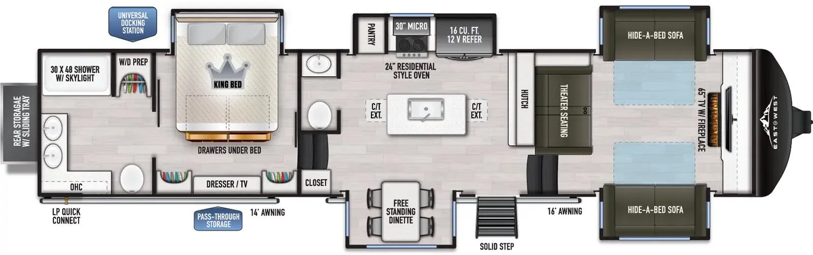 2026 East to West Ahara 380FL - Floor plan