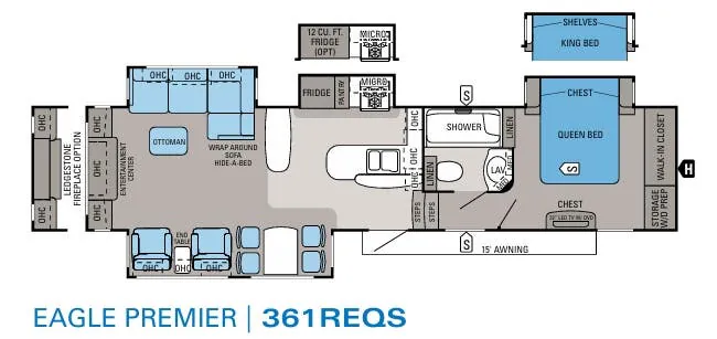 Jayco Eagle Premier 361REQS floor plan