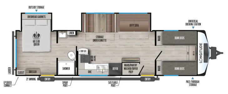 East to West Longitude 315FB floor plan