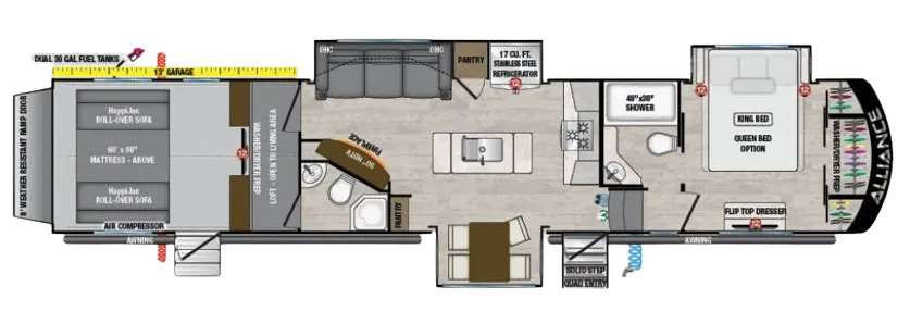 Alliance RV Valor 43V13 floor plan