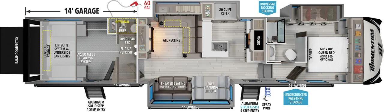 Grand Design Momentum M-Class 395MS floor plan