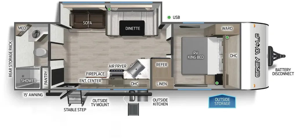 2026 Forest River Cherokee Grey Wolf Black Label 26LKBL floor plan