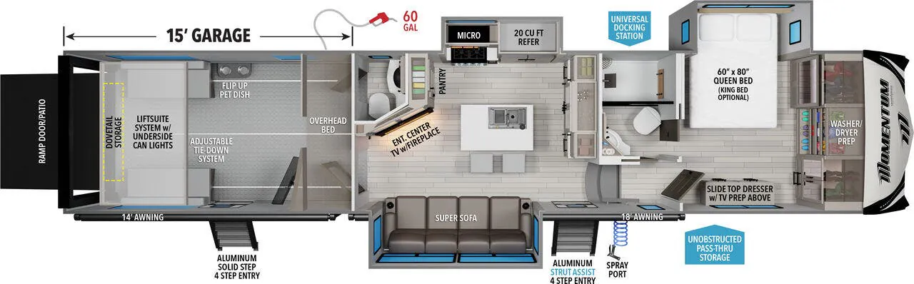 Grand Design Momentum M-Class 381MS floor plan