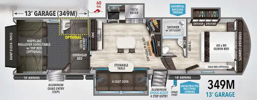 Grand Design Momentum M-Class 349M floor plan
