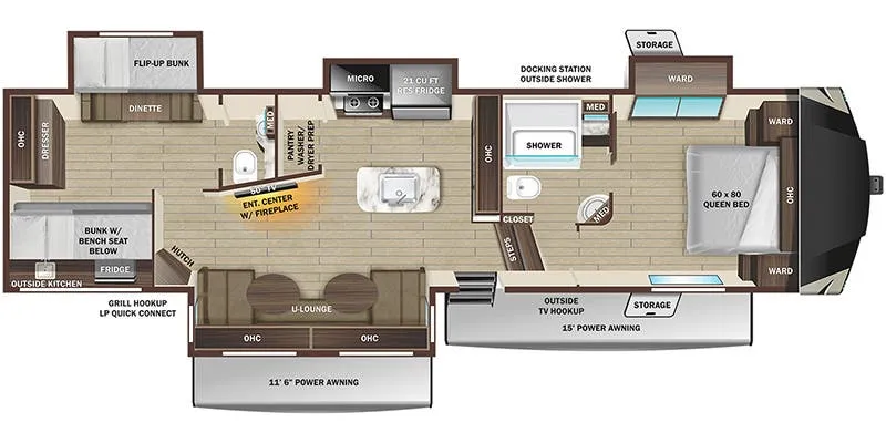 2023 Highland Ridge Mesa Ridge 374BHS floor plan