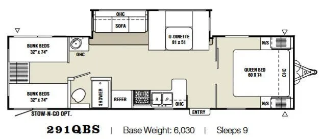 Coachmen Captiva Ultra Lite 291QBS floor plan