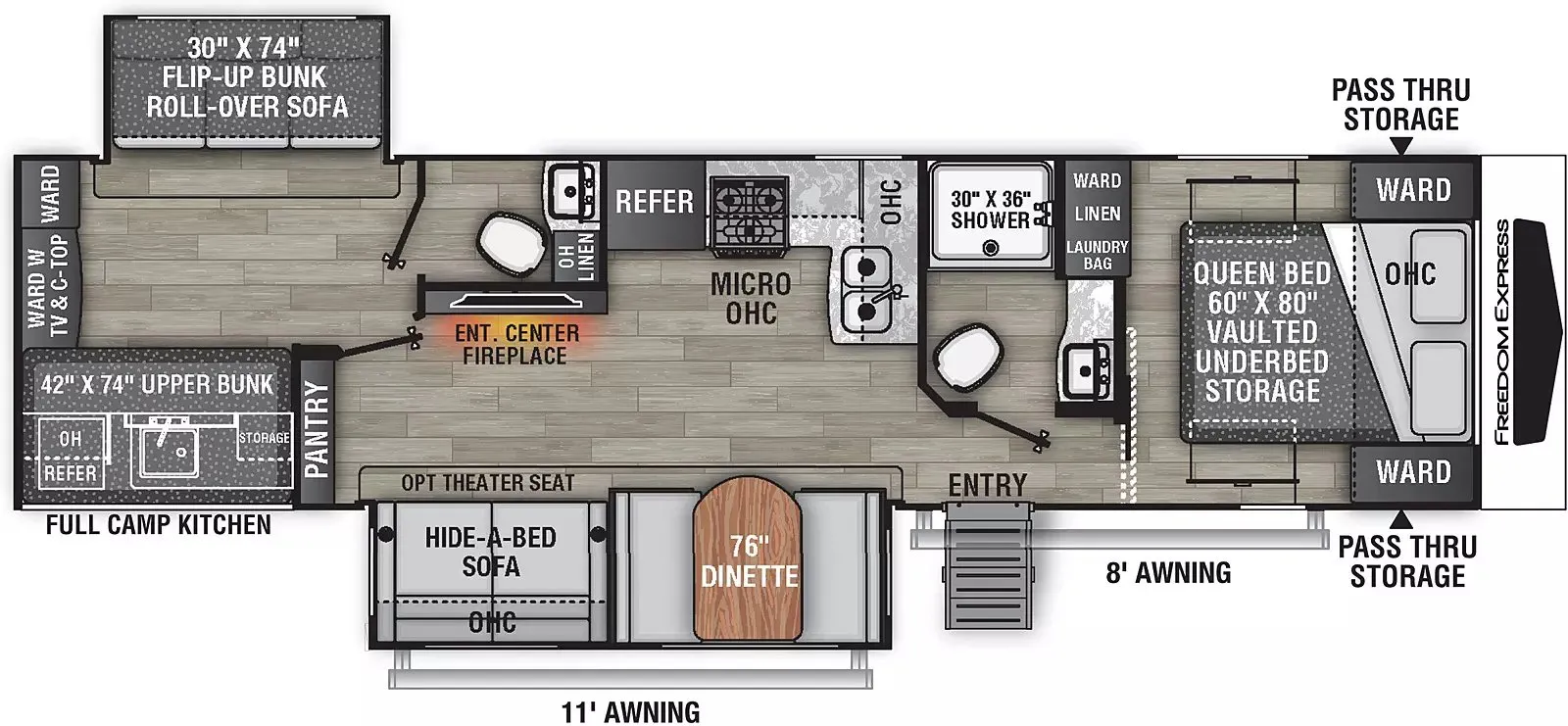 Coachmen Freedom Express 326BHDSLE floor plan
