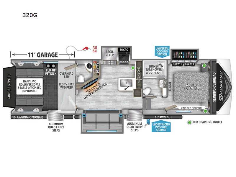 2023 Grand Design Momentum G-Class 320G - Floor plan
