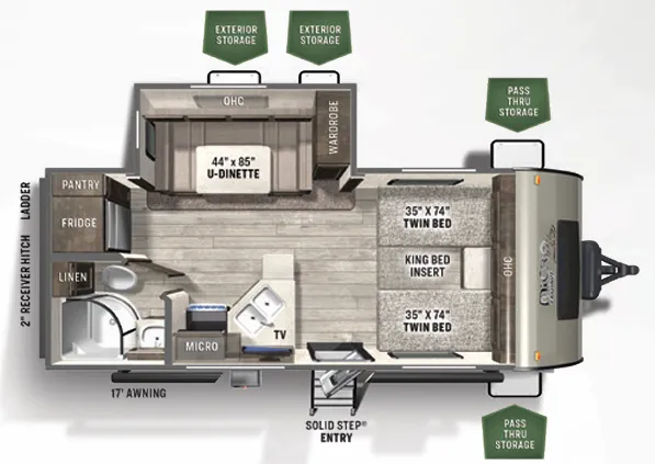 Forest River Flagstaff Micro Lite 22TBS floor plan