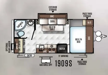 Forest River Rockwood Mini Lite 1909S floor plan