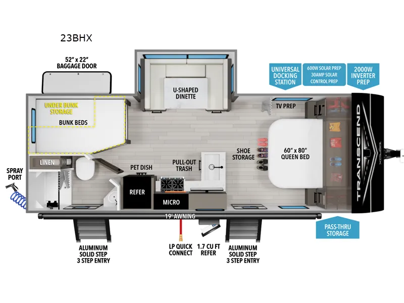 2026 Grand Design Transcend Xplor 23BHX floor plan