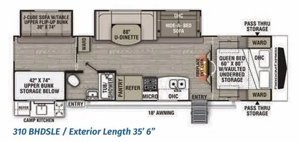 Coachmen Freedom Express Maple Leaf Edition 310 BHDSLE floor plan