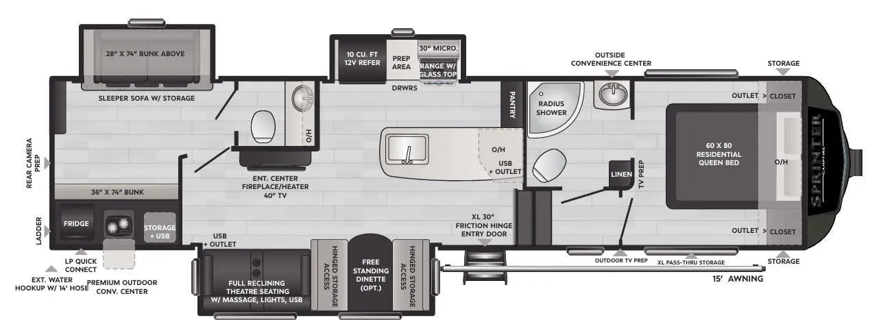 Keystone Sprinter 32BH floor plan
