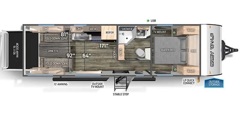 Forest River Cherokee Grey Wolf 25RRT floor plan