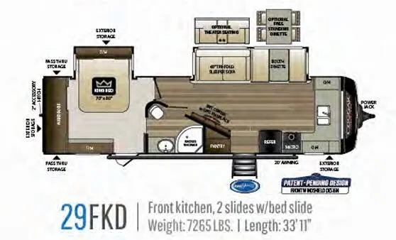 2020 Keystone RV Cougar Half-Ton 29FKD floor plan