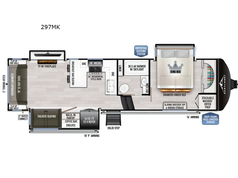 2026 East to West Ahara 297MK - Floor plan
